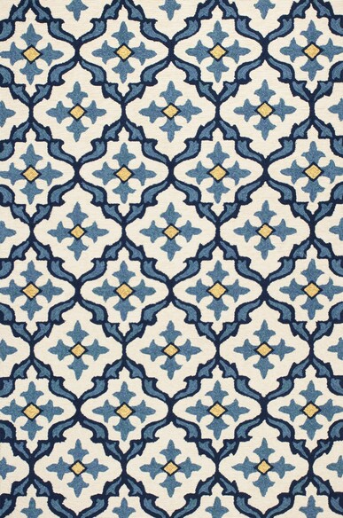 KAS Harbor Ivory and Blue Mosaic 4210